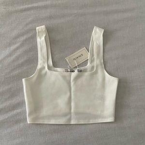 White Cropped Square-Neck Tank